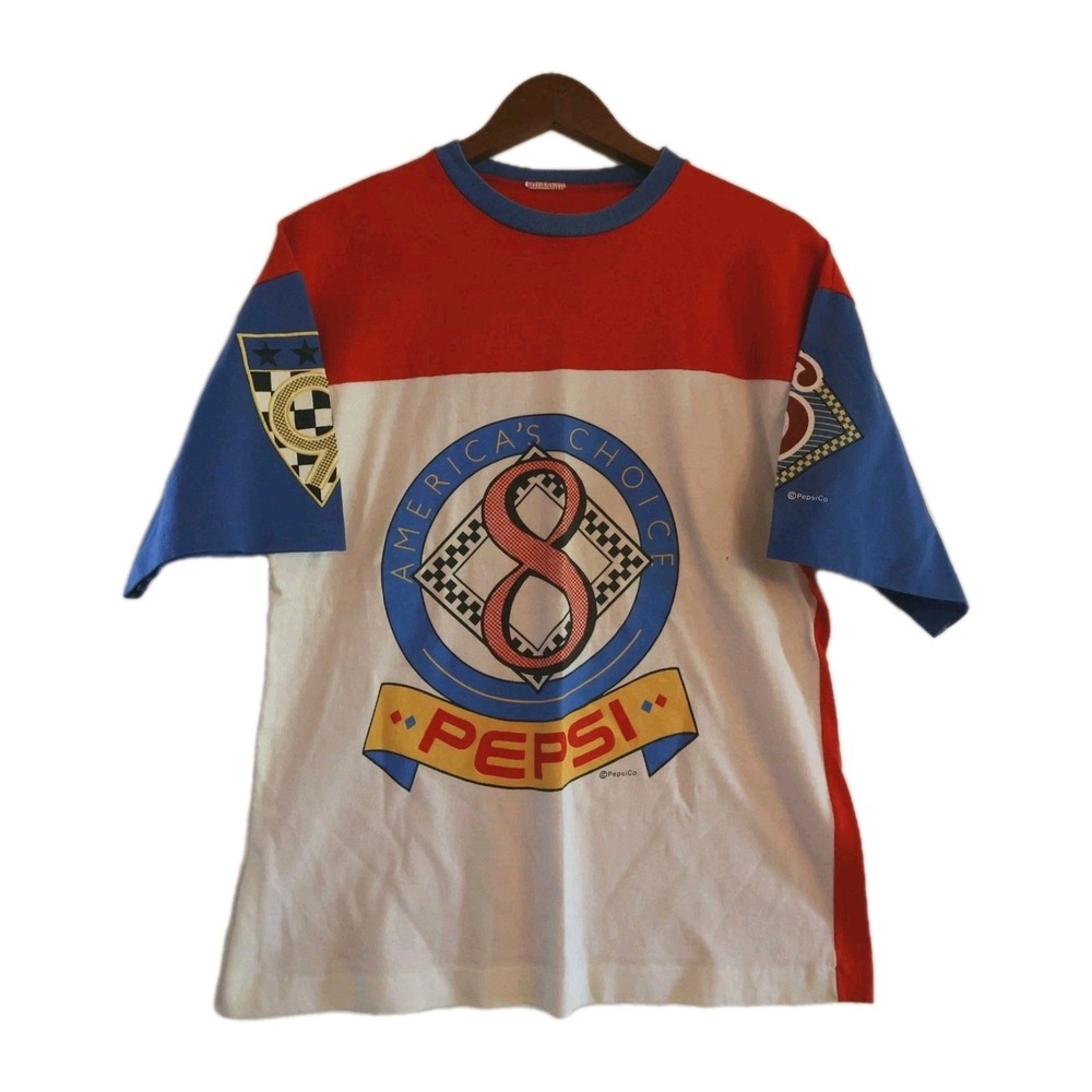 Vintage 80s Pepsi Americas Choice Colorblock Single Stitch Tee Mens Medium Shirt